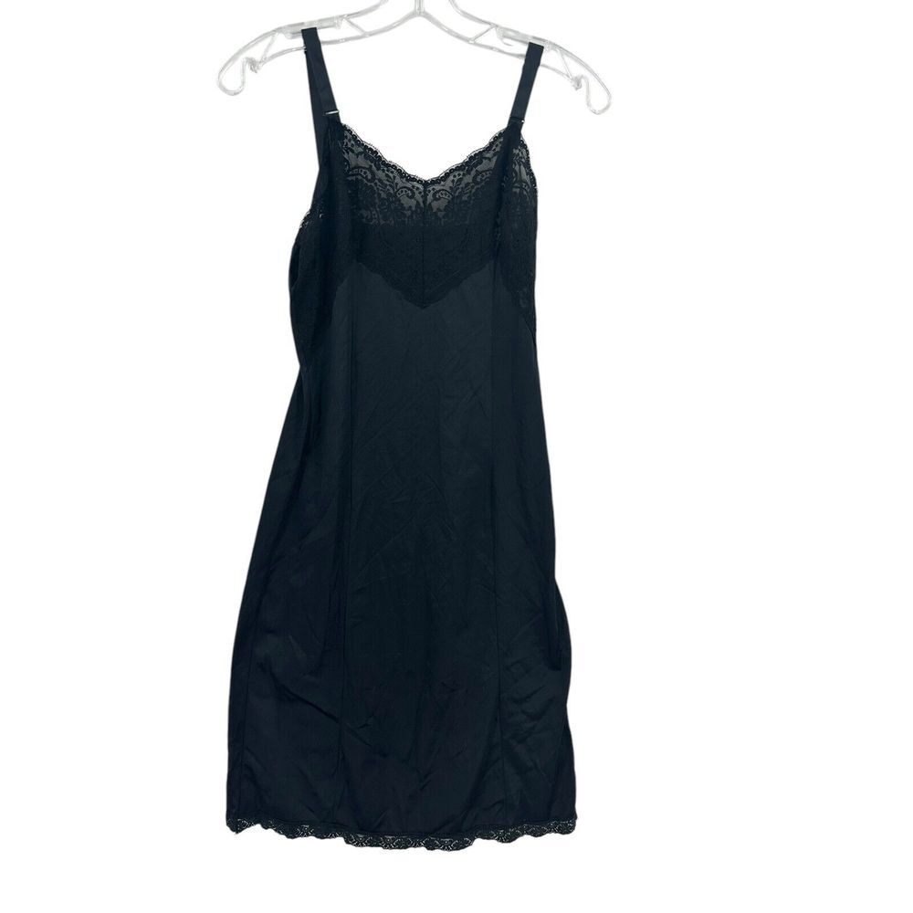 VTG Wonder Maid Black Full Slip‎ Dress Size 34 S Whimsigoth Goth Witchy Edgy